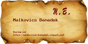Malkovics Benedek névjegykártya